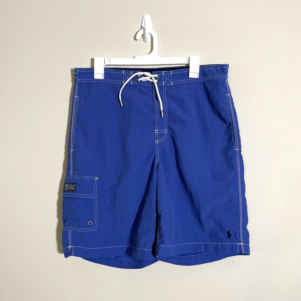Polo Ralph Lauren Men's Swim Trunks Sz Medium Blue Board Shorts Pony Logo Cargo
